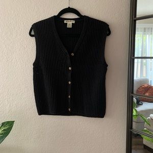 Eddie Bauer Knit Button Front Vest 90s Vibe
